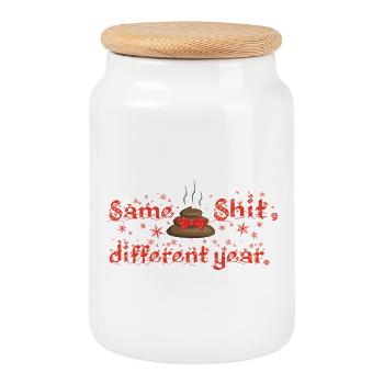 Same Shit - different year, ugly christmas - Keksdose mit Holzdeckel - Weiß - Vorne