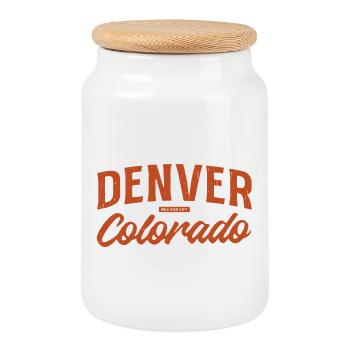 Denver Colorado Retro Script Logo - Keksdose mit Holzdeckel - Weiß - Vorne