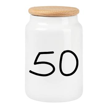 50e anniversaire cinquante numéro noir - Boîte à biscuits avec couvercle en bois - blanc - Devant