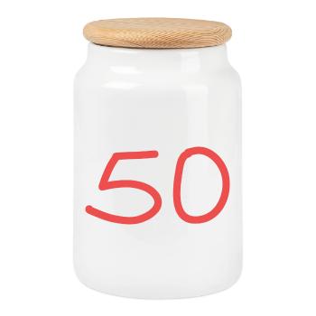 50e anniversaire cinquante rose numéro rose - Boîte à biscuits avec couvercle en bois - blanc - Devant