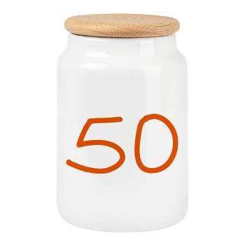 50e anniversaire cinquante nombre d’oranges - Boîte à biscuits avec couvercle en bois - blanc - Devant