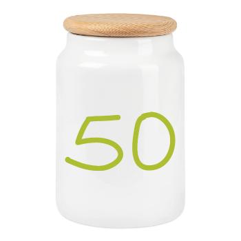 50e anniversaire cinquante numéro vert - Boîte à biscuits avec couvercle en bois - blanc - Devant