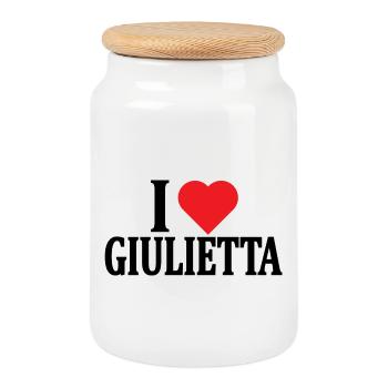 T-Shirt I love Juliet T-Shirt Geschenkidee - Keksdose mit Holzdeckel - Weiß - Vorne