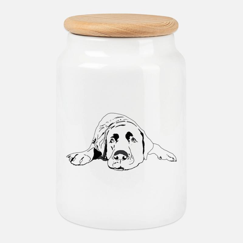 Labrador - Cookie Jar with Wooden Lid - white