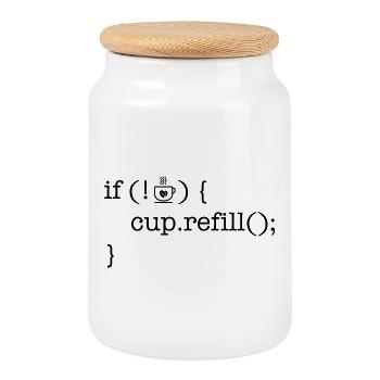 Coffee code software developer humor - Cookie Jar with Wooden Lid - white - Front