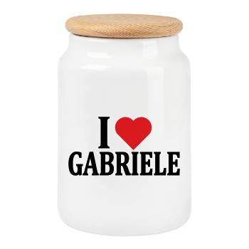 t-shirt I love Gabriele t-shirt gift idea - Cookie Jar with Wooden Lid - white - Front