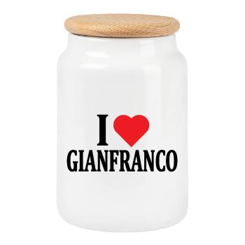 t-shirt I love Gianfranco t-shirt gift idea - Cookie Jar with Wooden Lid - white - Front