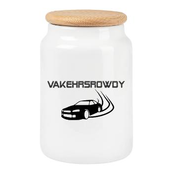 Vakehrsrowdy - Verkehrsrowdy, Austria dialect - Cookie Jar with Wooden Lid - white - Front