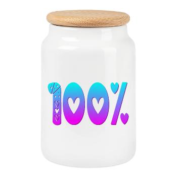 100 hundred-percent FOCUS PERFORMANCE - Cookie Jar with Wooden Lid - white - Front