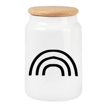 Arc-en-ciel - Boîte à biscuits avec couvercle en bois - blanc - Devant