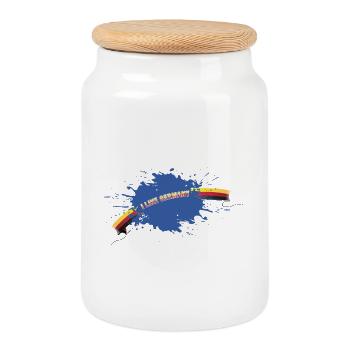 i like Germany water blobs - Cookie Jar with Wooden Lid - white - Front