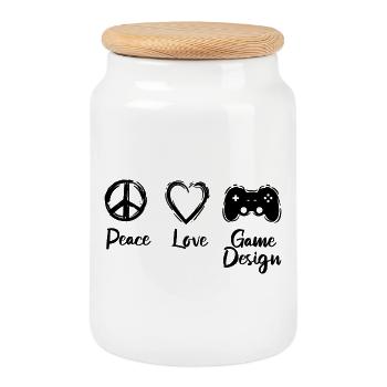 I love game development - Cookie Jar with Wooden Lid - white - Front