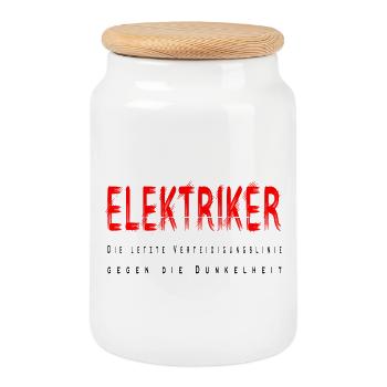 Elektriker Handwerker Design - Keksdose mit Holzdeckel - Weiß - Vorne