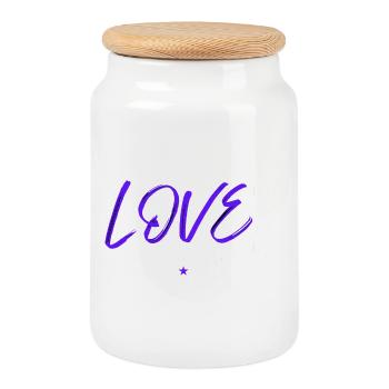 Love basketball blue - Boîte à biscuits avec couvercle en bois - blanc - Devant