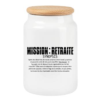 Mission Retraite - Boîte à biscuits avec couvercle en bois - blanc - Devant