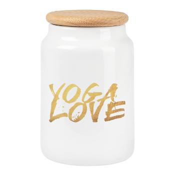 Yoga Amour Or Méditation Écriture Graffiti om - Boîte à biscuits avec couvercle en bois - blanc - Devant