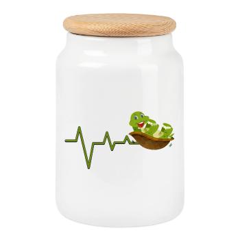 Mascotte mignonne de battement de cœur de reptile - Boîte à biscuits avec couvercle en bois - blanc - Devant