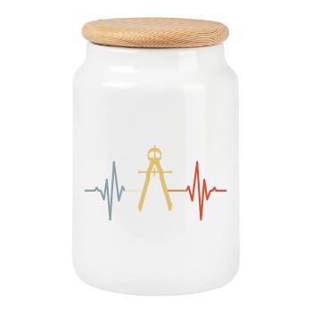 Zirkel EKG Retro Look - Keksdose mit Holzdeckel - Weiß - Vorne