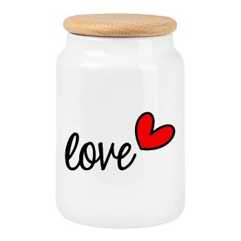 JUST MARRIED. EVJF. SAINT VALENTIN. COUPLE - Boîte à biscuits avec couvercle en bois - blanc - Devant