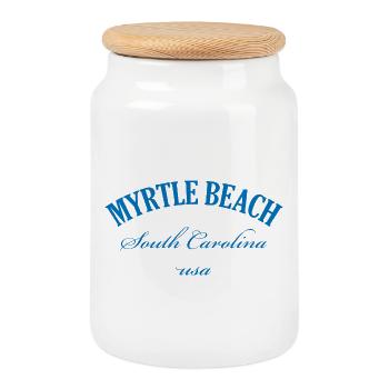 Myrtle Beach South Carolina Retro Design - Cookie Jar with Wooden Lid - white - Front