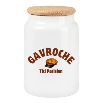 gavroche, poulbot, titi Parisien - Boîte à biscuits avec couvercle en bois - blanc - Devant