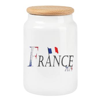 Drapeau France une apparence patriotique élégante - Boîte à biscuits avec couvercle en bois - blanc - Devant