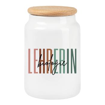 Lehrerin Biologie Biologielehrerin Geschenk - Keksdose mit Holzdeckel - Weiß - Vorne