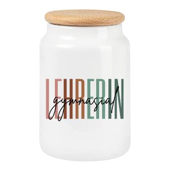 Lehrerin Gymnasium Gymnasiallehrerin Geschenk - Keksdose mit Holzdeckel - Weiß - Vorne
