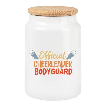Garde du corps officiel de pom-pom girl - Boîte à biscuits avec couvercle en bois - blanc - Devant