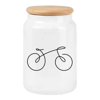 Fahrrad Linie - Keksdose mit Holzdeckel - Weiß - Vorne