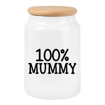 100% Mama - Muttertag - Keksdose mit Holzdeckel - Weiß - Vorne