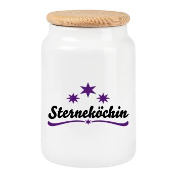 Gifts for a good cook - Cookie Jar with Wooden Lid - white - Front