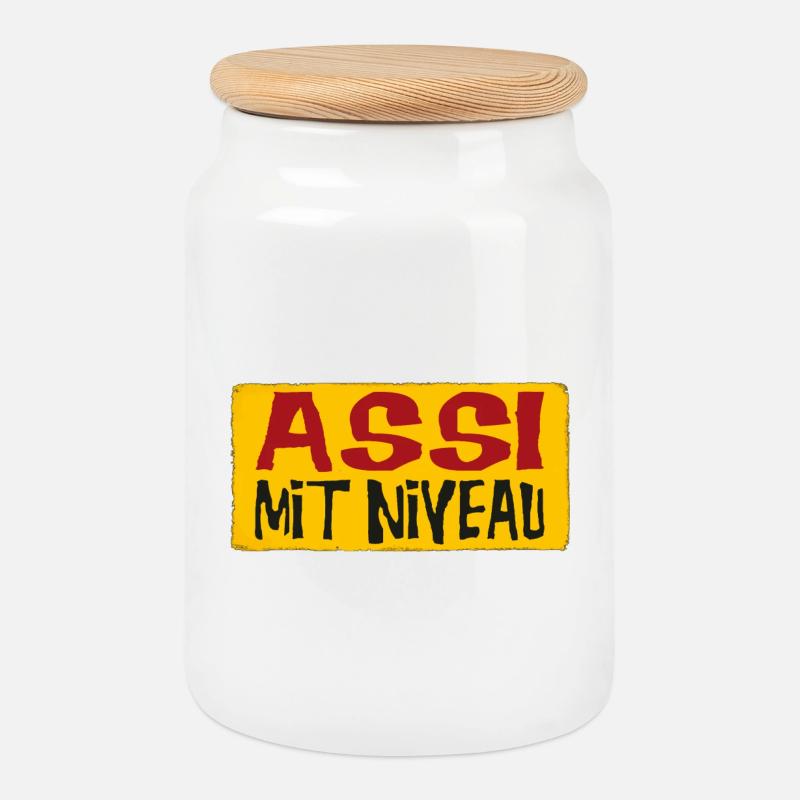 Assi Mit Niveau - Keksdose mit Holzdeckel - Weiß