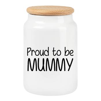 Fière d'être Maman - Fête des mères - Boîte à biscuits avec couvercle en bois - blanc - Devant