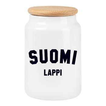 LAPPI Suomi Lapland Finland - Cookie Jar with Wooden Lid - white - Front
