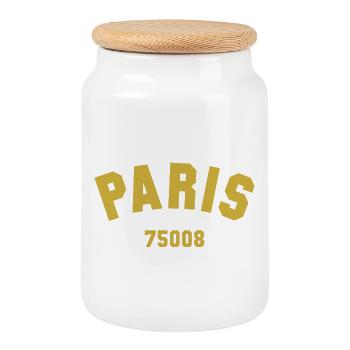8e arrondissement de PARIS - Boîte à biscuits avec couvercle en bois - blanc - Devant