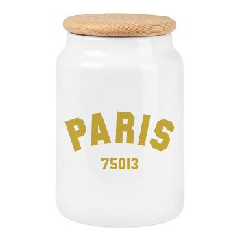 13e arrondissement de PARIS - Boîte à biscuits avec couvercle en bois - blanc - Devant