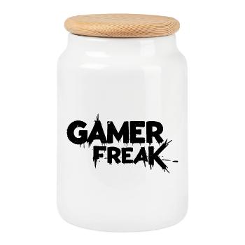 Embrace the Gaming Obsession - Cookie Jar with Wooden Lid - white - Front