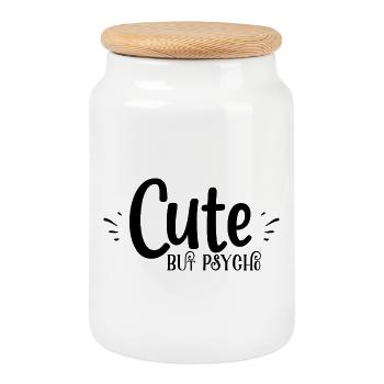 mignon mais psyché - Boîte à biscuits avec couvercle en bois - blanc - Devant