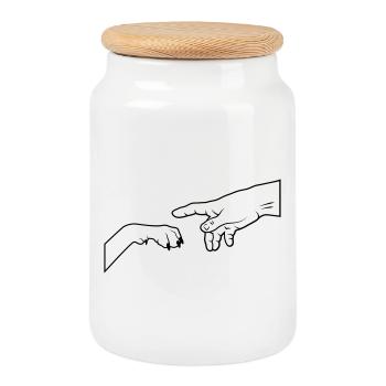 Dog Paw - Give Paw - Cookie Jar with Wooden Lid - white - Front