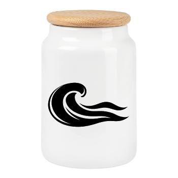 Experience the power of the wave! - Cookie Jar with Wooden Lid - white - Front