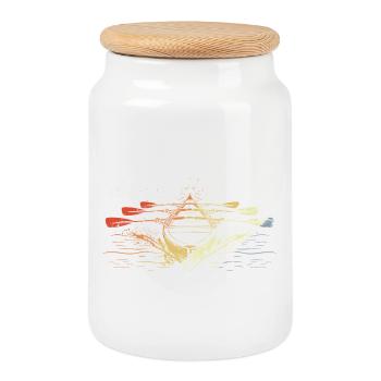 Racing Rowing Boat Vintage Look - Cookie Jar with Wooden Lid - white - Front