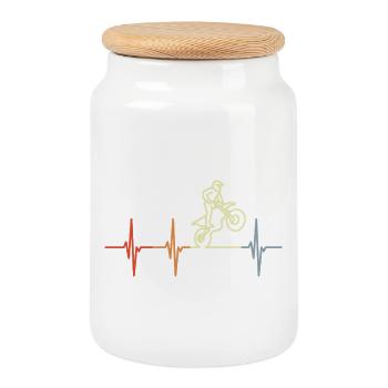 My heart beats for motocross - Cookie Jar with Wooden Lid - white - Front