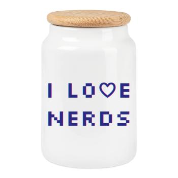 J’adore les nerds - Boîte à biscuits avec couvercle en bois - blanc - Devant