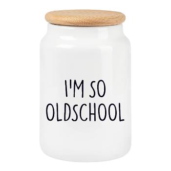 I'M SO OLDSCHOOL - Cookie Jar with Wooden Lid - white - Front