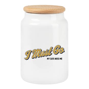 Je dois y aller – Déclaration minimaliste - Boîte à biscuits avec couvercle en bois - blanc - Devant