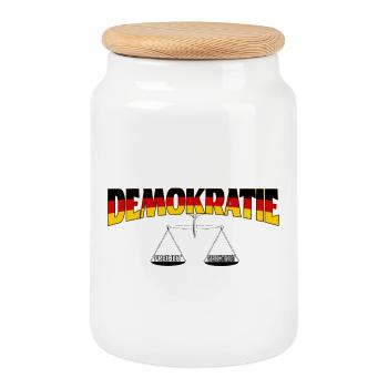 Demokratie Deutschland: Freiheit & Fairness - Keksdose mit Holzdeckel - Weiß - Vorne