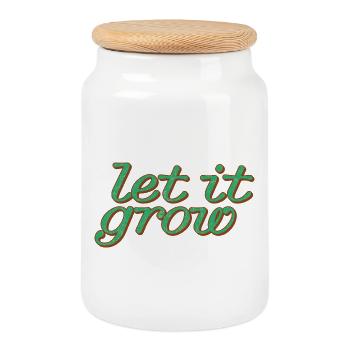 Let It Grow – Grüner Spirit - Keksdose mit Holzdeckel - Weiß - Vorne