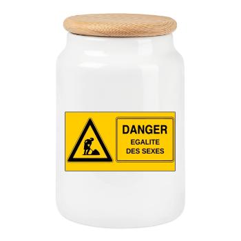 Gender equality - Cookie Jar with Wooden Lid - white - Front