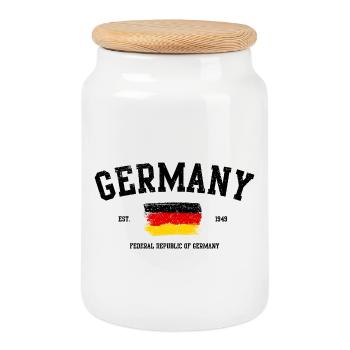 Conception abstraite de la typographie du drapeau allemand - Boîte à biscuits avec couvercle en bois - blanc - Devant